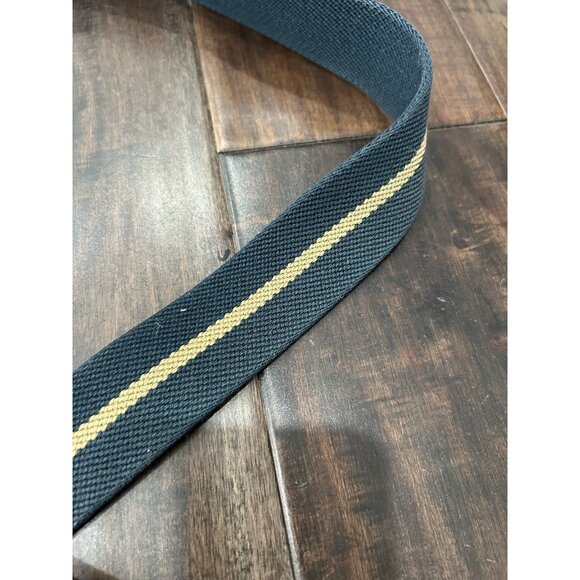 Vintage Jos A Bank Navy Leather Canvas Belt 38 Inch Brass Buckle Croc Embossing - Picture 4 of 9